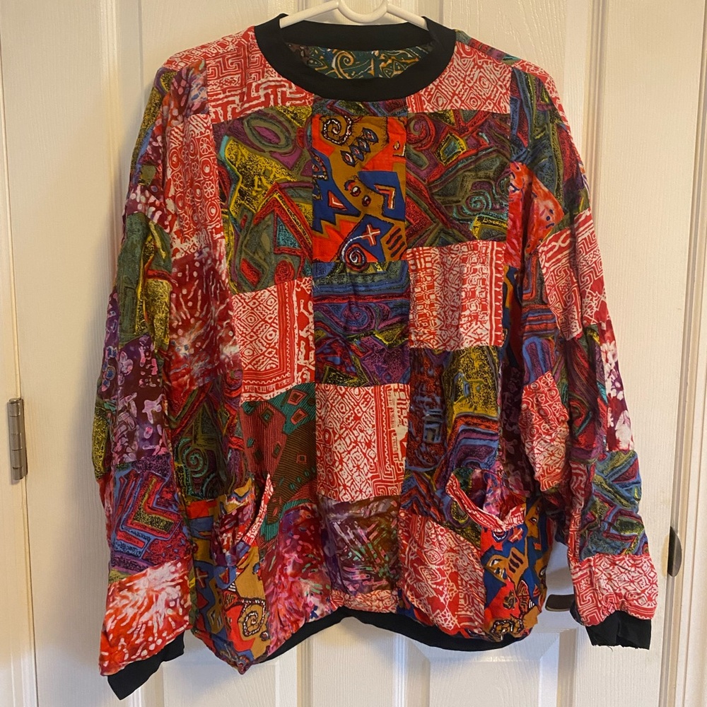 Vtg patchwork reversible sweatshirt